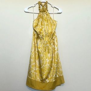 Yellow Floral Halter Dress